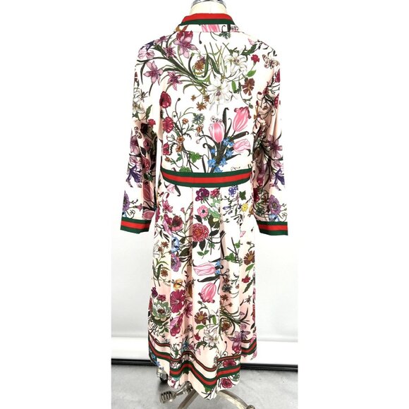 Lai Meng Five Cats Dress Floral Maxi Sz 14 Insects Butterflies Pleated NWT - Picture 5 of 7